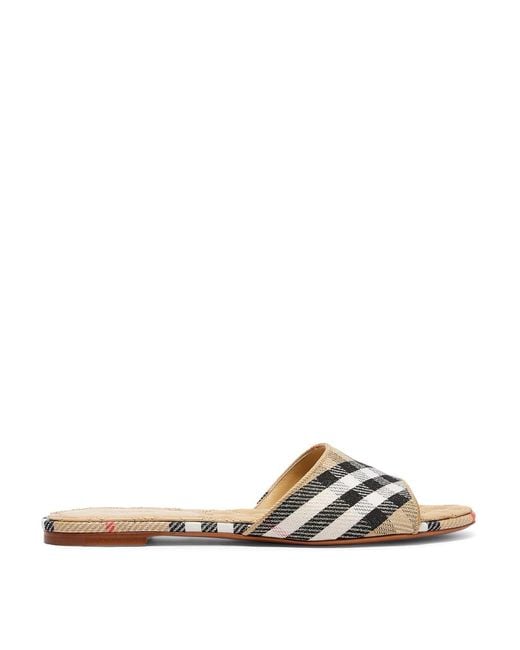 Burberry White Sloane Check Slippers