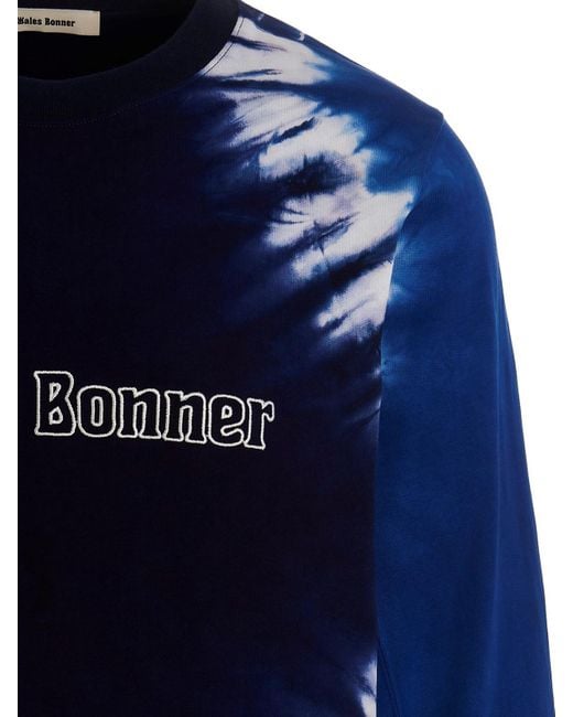 Wales Bonner Blue Logo Embroidery Tie Dye Sweatshirt for men