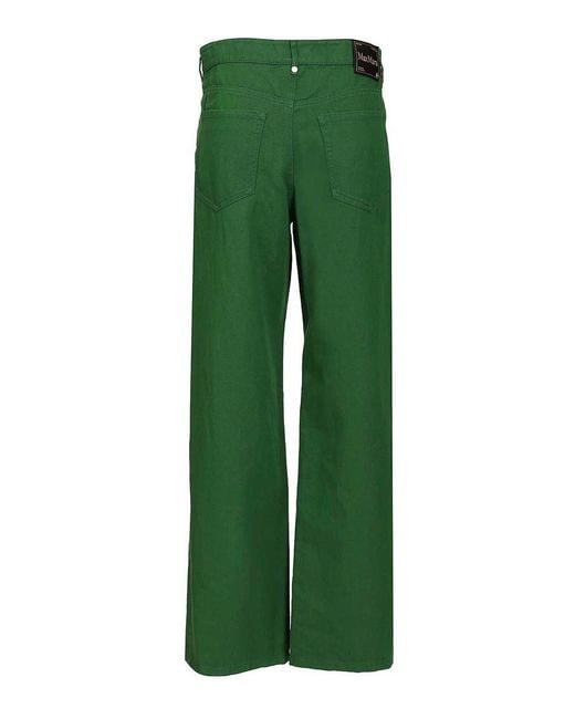 Max Mara Green Cotton And Linen Drill Trousers