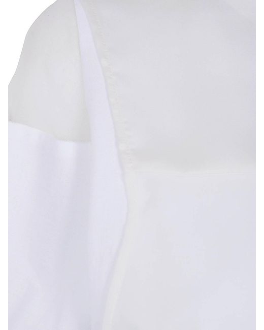 Sacai White Satin X Cotton Jersey T-Shirt