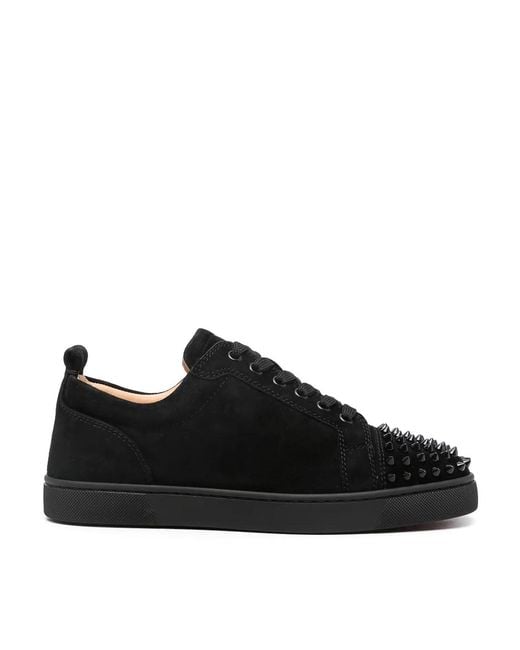 Christian Louboutin Black Louis Junior Spikes Flat Veau Velours Ds