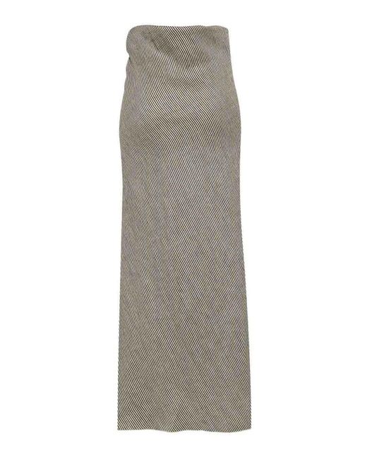 Alysi Gray Striped Long Skirt