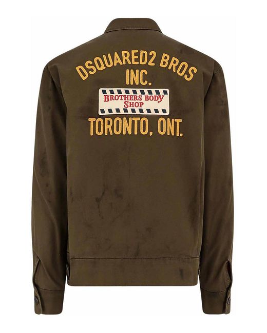 DSquared² Green Zip-Up Jacket With Logo<Br for men