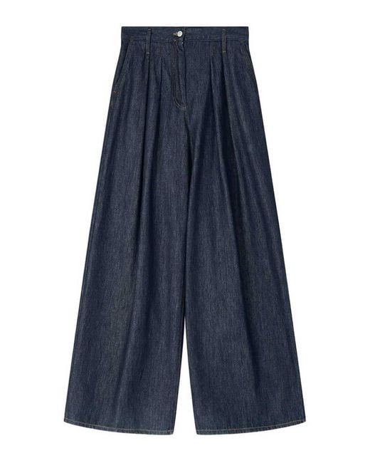 Dries Van Noten Blue Wide Pleated Jeans