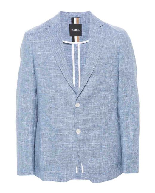 Boss Blue Geometric Patterned Blazer for men