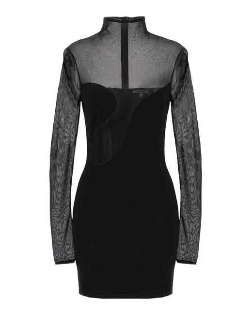 Nensi Dojaka Black Fitted Semisheer Dress