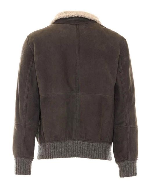 Brunello Cucinelli Black Suede Bomber for men