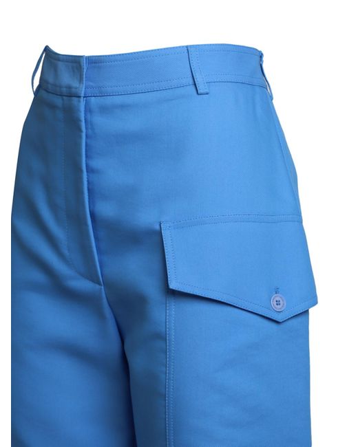 Stella McCartney Blue Cropped Cotton Trousers