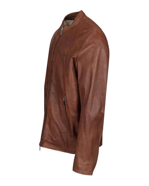 DIESEL Brown Leather Jacket for men