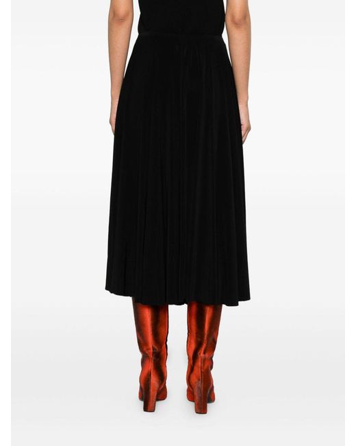 Norma Kamali Black Pleated Midi Skirt