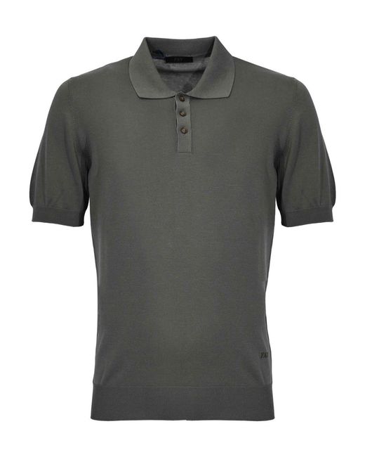 Fay Gray Military Cotton Knit Polo Shirt for men