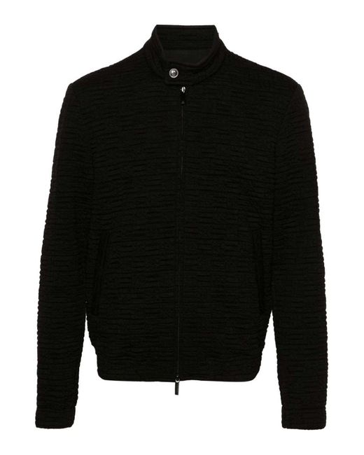 Armani Black Wool Blend Zipped Jacket for men