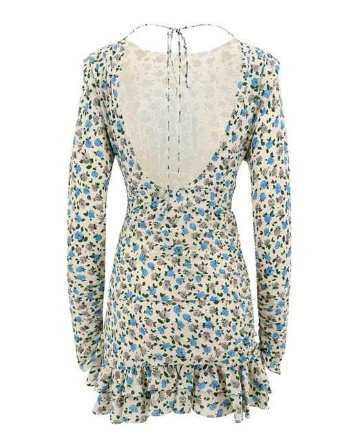 Alessandra Rich Blue Silk Mini Dress With Open-back Detail