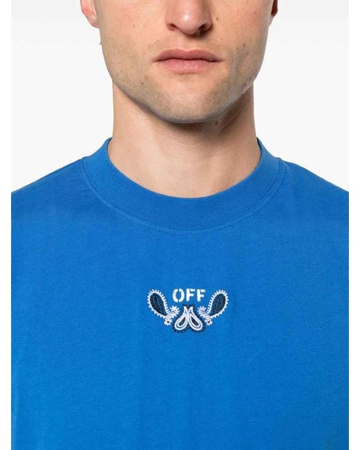 Off-White c/o Virgil Abloh Blue Off- Logo Cotton T-Shirt for men