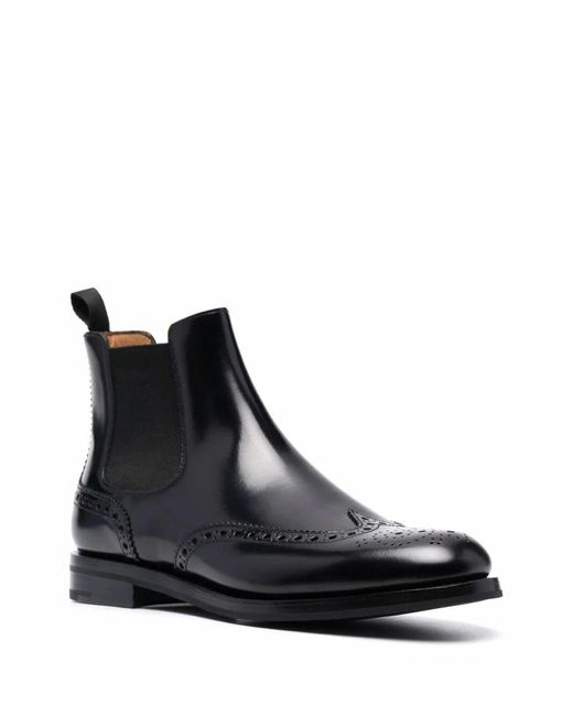 Church's Black Charlize Brogue-Detail Chelsea Boots