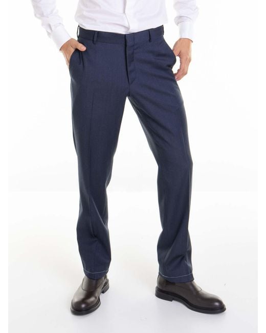 Brioni Blue Zip Back Pocket Pants for men