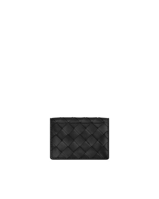 Bottega Veneta Black Woven Business Card Holder