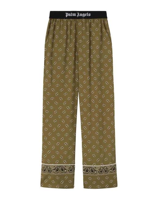 Palm Angels Green Logoed Trousers