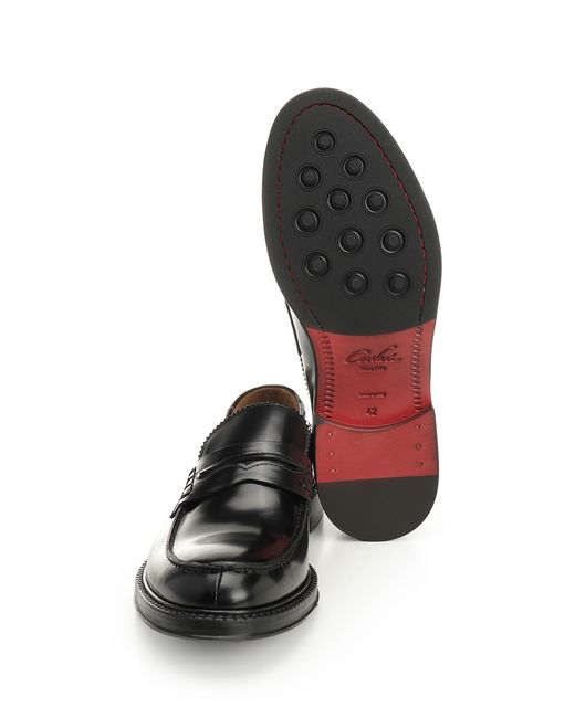 Corvari Black Brushed Leather Penny Loafer for men