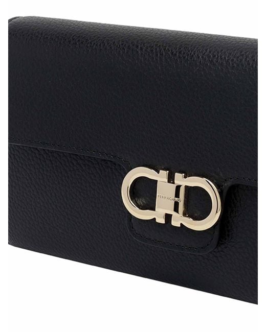 Ferragamo Black Gancini Chain Wallet