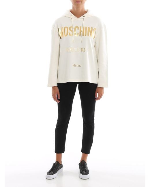 Moschino White Tone Couture Print Hoodie
