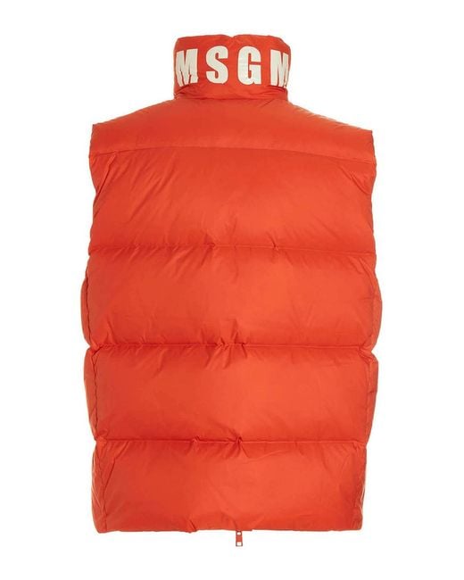 MSGM Orange Logo Padded Vest for men