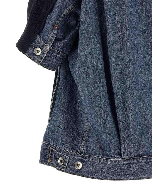 Sacai Blue Denim X Knit Cardigan