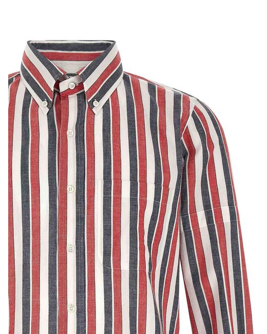 Thom Browne Red Striped Button-Down Shirt for men