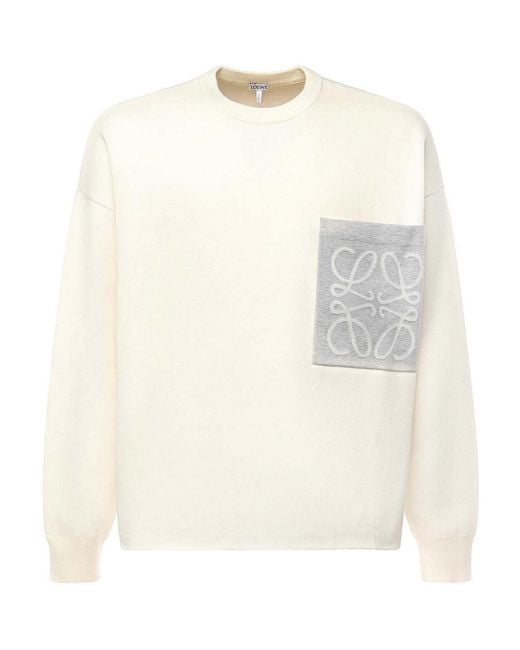 Loewe Natural Anagram Cotton Blend Sweater With Pocket for men