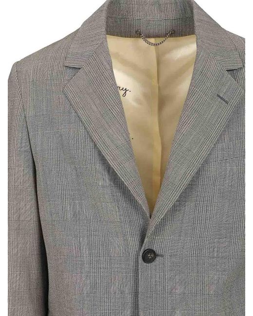 Golden Goose Deluxe Brand Gray Prince Of Wales Wool Jacket for men