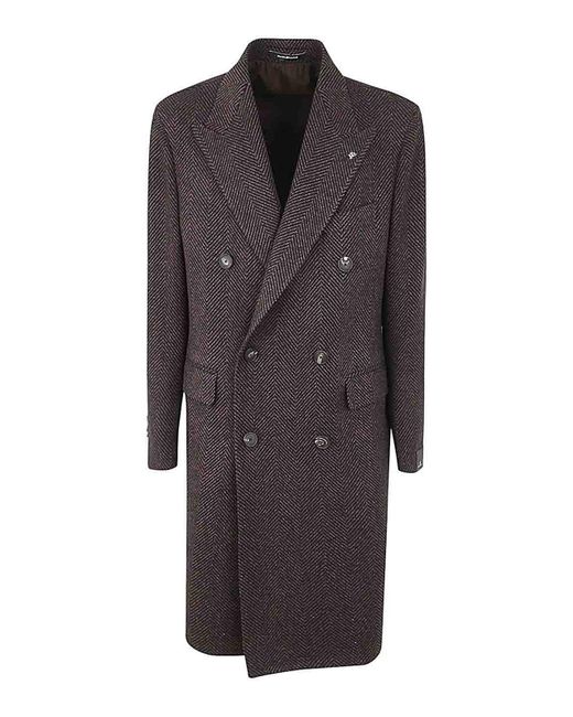 Tagliatore Gray Oversized Double Breasted Coat for men