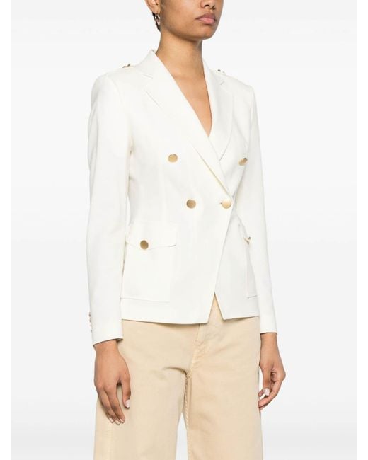 Tagliatore White Wool Double-Breasted Jacket