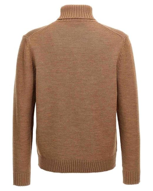 Zanone Brown Turtle-Neck Sweater for men