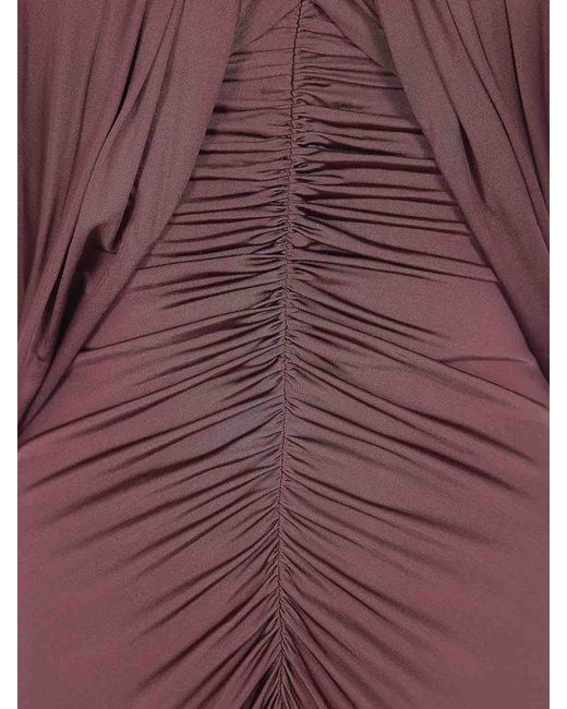 Self-Portrait Purple Jersey Drape Midi Dress
