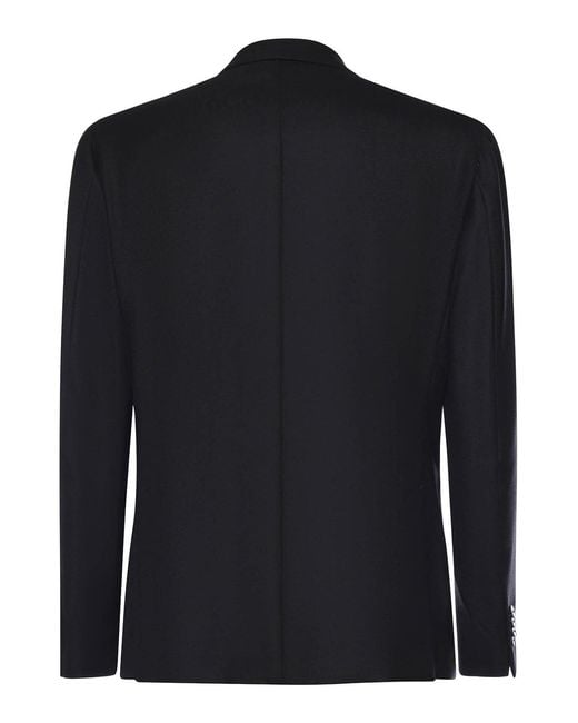 Lubiam Blue Double-Breasted Wool Blazer for men