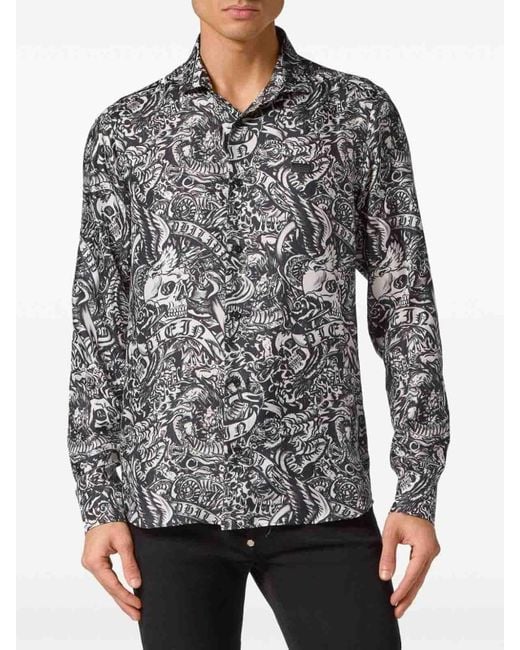 Philipp Plein Gray Shirt for men