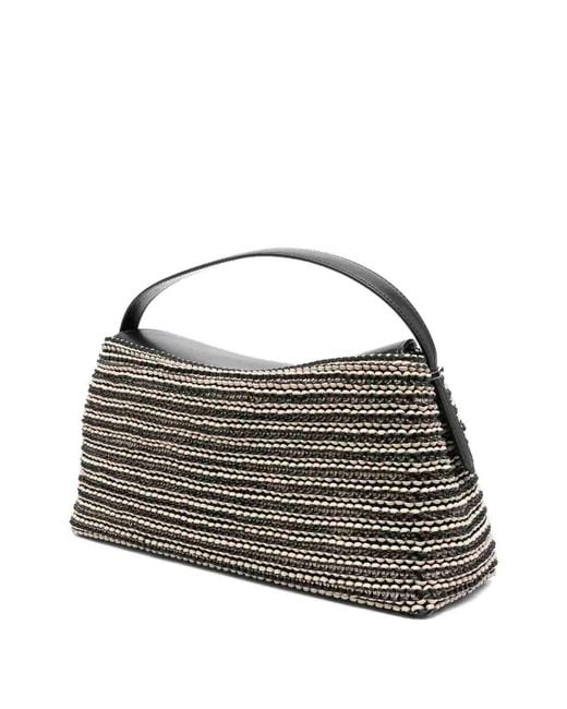 Totême Black T-Lock Leather Top Handle Bag