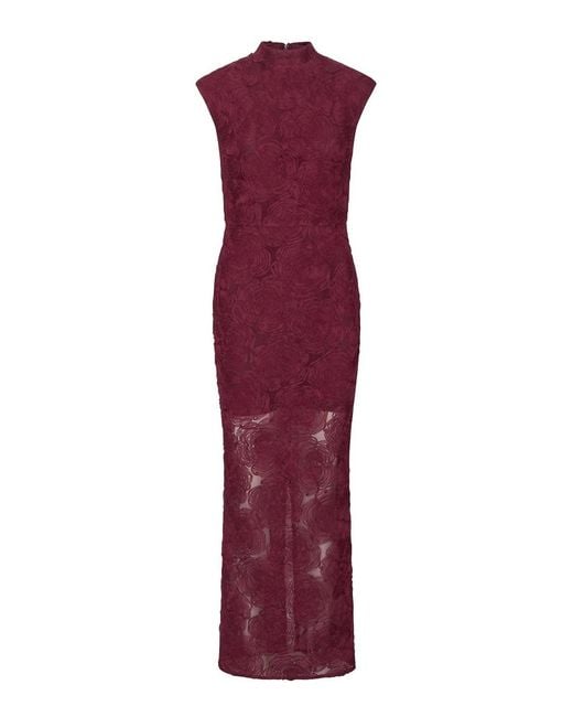 ROTATE BIRGER CHRISTENSEN Purple Long Mesh Dress With Floral Print