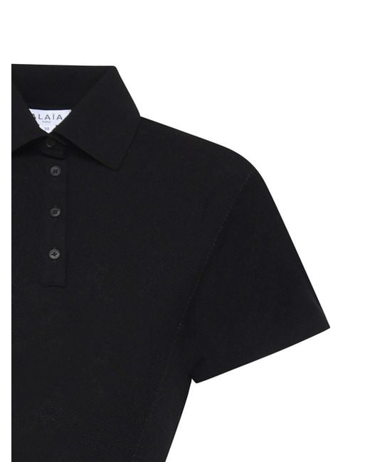 Alaïa Black Wool Blend Polo Dress