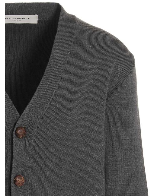 Golden Goose Deluxe Brand Black Logo Patch Cotton Cardigan for men