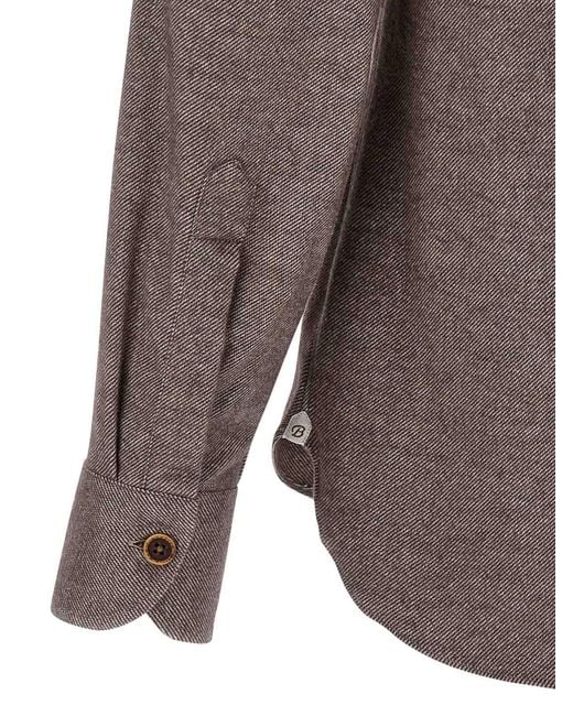 Camicia Di Flanella di Borriello in Brown da Uomo