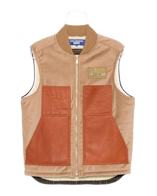 JUNYA WATANABE X FILSON Orange Leather Panels Vest for men