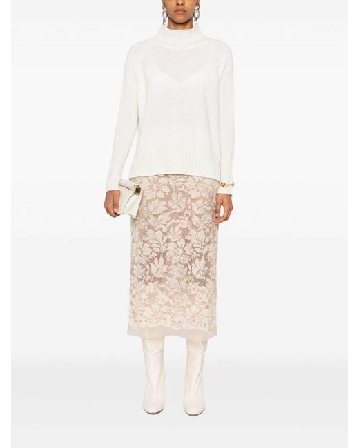 Be You White Cashmere Turtle-Neck Sweater