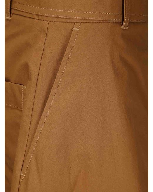 Studio Nicholson Brown High -Waisted Oversize Cotton Trousers