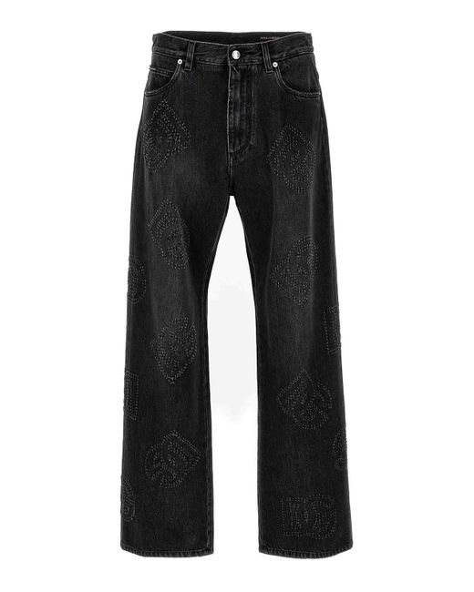 Dolce & Gabbana Black Dg Denim Jeans Tear-effect Logo for men
