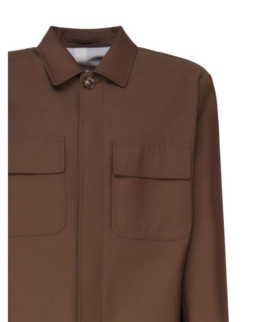 Lardini Brown Shirt Jacket With Wide Collar for men