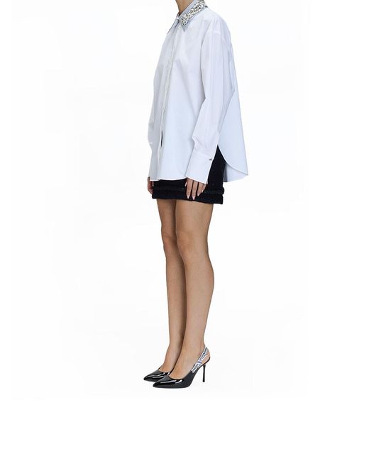 Genny White Crystal Collar Shirt