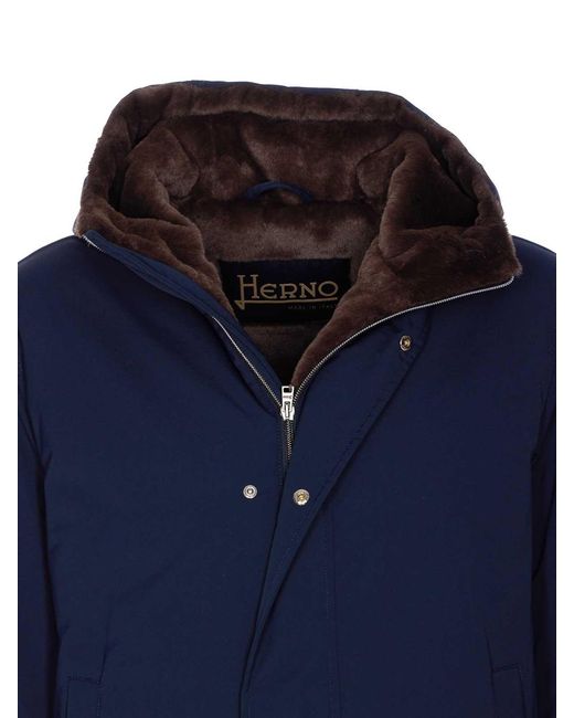 Herno Blue Hooded Padded Parka for men