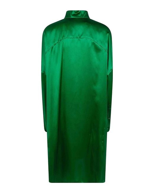 Dries Van Noten Green Dasia Long Classic Shirt Mini Dress