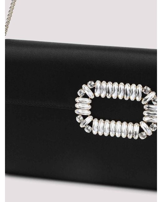Roger Vivier Black Envelope Flap Sexy Choc Buckle Clutch